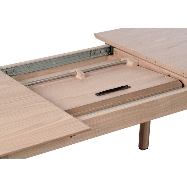 Prailginamas valgomojo stalas su papildomu stalviršiu iš ąžuolo 95x190 cm Bari – Unique Furniture-image-2