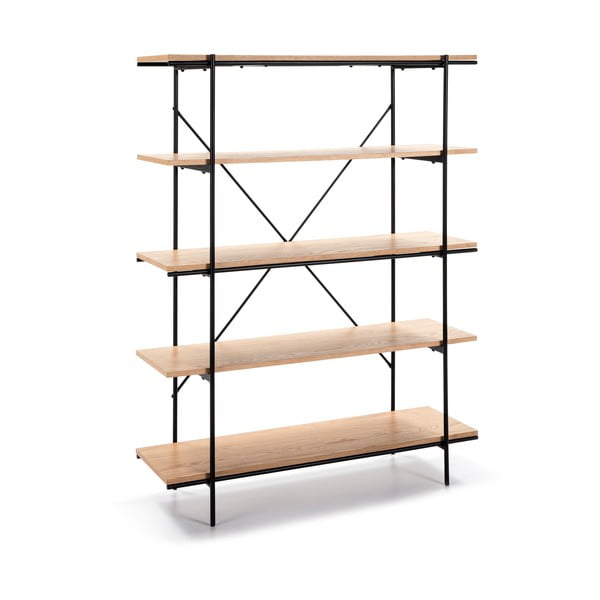 Ąžuolo medienos knygų spinta su juodomis detalėmis Marckeric Amina-image-2