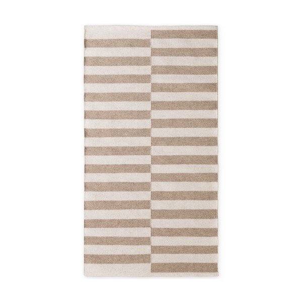 Apverčiamas/rankų darbo baltos spalvos/šviesiai rudos spalvos iš vilnos kilimas 80x150 cm Vika – Hanse Home