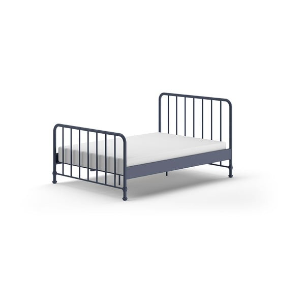 Viengulė lova iš metalo mėlynos spalvos su lovos grotelėmis 140x200 cm BRONXX – Vipack