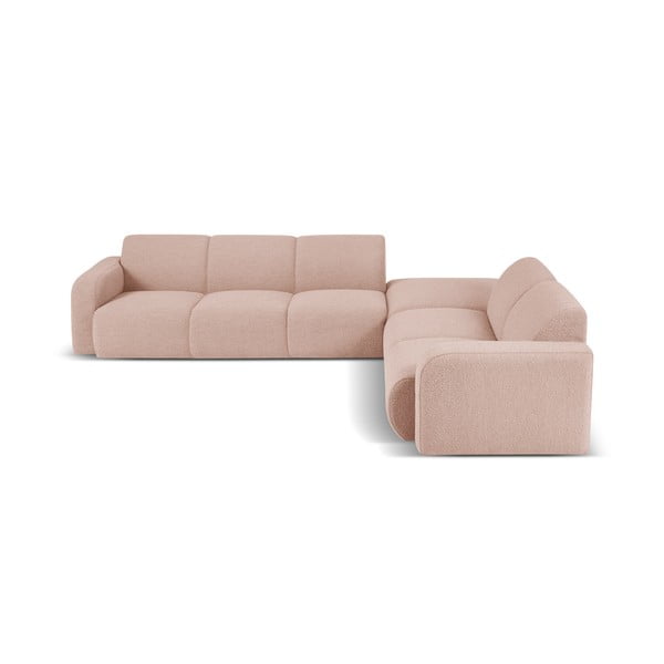 Kampinė sofa rožinės spalvos iš boucle (su dešiniuoju kampu) Molino – Micadoni Home