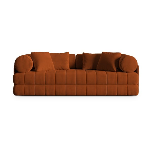 Terakotos spalvos iš velveto sulankstoma sofa 206 cm Kemi – Cosmopolitan Design