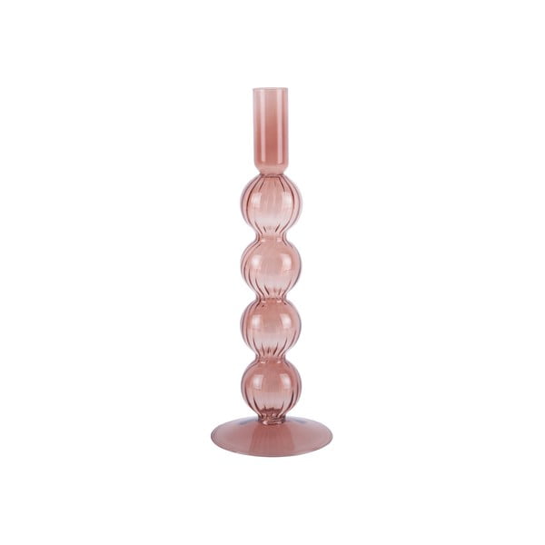 Rožinio stiklo žvakidė PT LIVING Bubbles