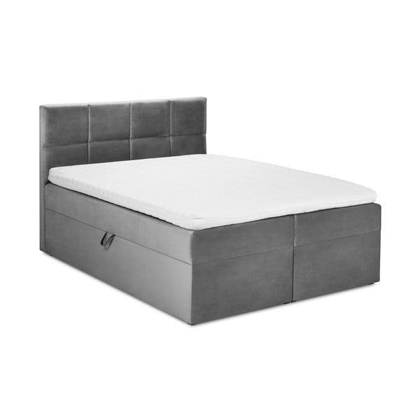 Pilkos spalvos aksominė dvigulė lova Mazzini Beds Mimicry, 160 x 200 cm