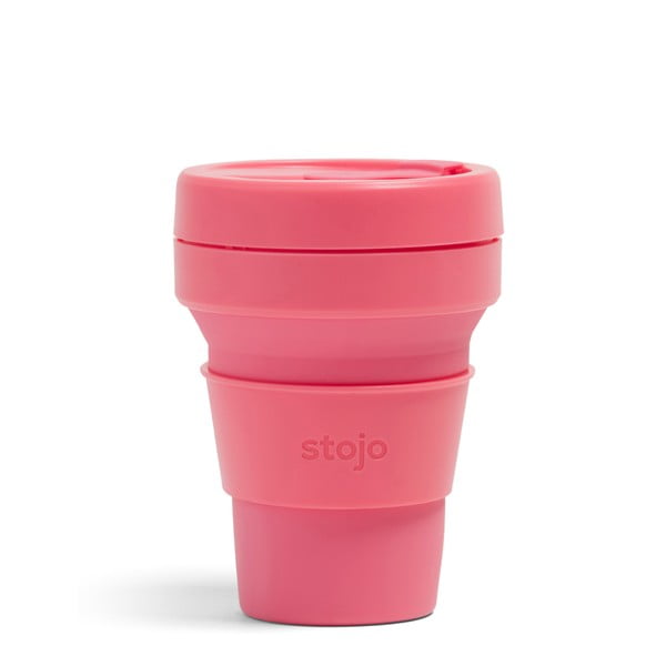 Rožinis kelioninis puodelis Stojo Pocket Cup Peony, 355 ml