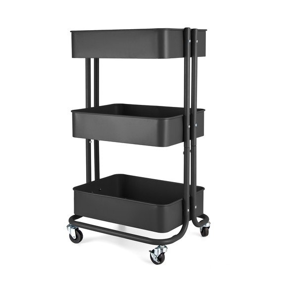 Iš metalo lentyna ant ratukų juodos spalvos 43x35 cm Grena – Compactor-image-1