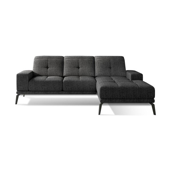 Juodos spalvos kampinė sofa (su dešiniuoju kampu/su gultu) Torrense – ELTAP