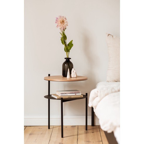 Juodos spalvos/natūralios spalvos naktinis staliukas su ąžuolo dekoro stalviršiu Tu – noo.ma-image-4