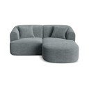 Tamsiai pilkos spalvos kampinė sofa iš kordinio velveto (su dešiniuoju kampu/su gultu) Campi – Cosmopolitan Design