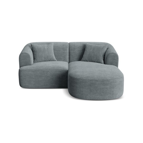 Tamsiai pilkos spalvos kampinė sofa iš kordinio velveto (su dešiniuoju kampu/su gultu) Campi – Cosmopolitan Design