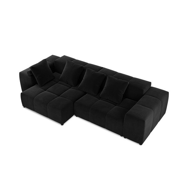 Juodo aksomo kampinė sofa (kintama) Rome Velvet - Cosmopolitan Design-image-3