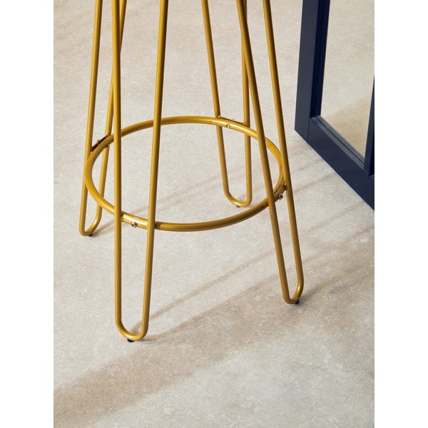 Auksinės spalvos/natūralios spalvos iš guobos masyvo baro taburetė (sėdynės aukštis 75 cm) District – Premier Housewares-image-3