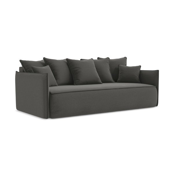 Tamsiai pilkos spalvos iš velveto sulankstoma/su sandėliavimo vieta sofa 225 cm Hula – Makamii-image-1