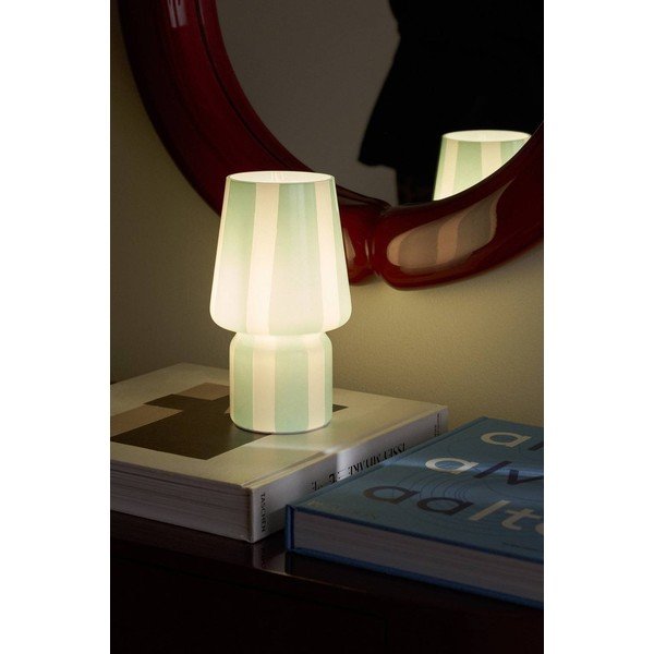 Baltos spalvos/mėlynos spalvos iš stiklo stalinis šviestuvas (aukštis 21,5 cm) Carlo – Ellos Home-image-1