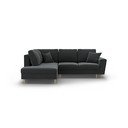 Tamsiai pilkos spalvos iš velveto sulankstoma/su sandėliavimo vieta kampinė sofa (su kairiuoju kampu/„L“ formos) Kyoto – Cosmopolitan Design