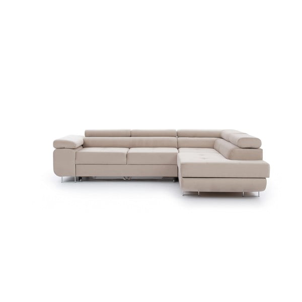 Smėlio spalvos sulankstoma/su sandėliavimo vieta kampinė sofa (su dešiniuoju kampu/„L“ formos) Anton – ELTAP