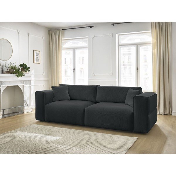 Juodos spalvos sulankstoma/su sandėliavimo vieta sofa 265 cm Ezechiel – Bobochic Paris-image-1