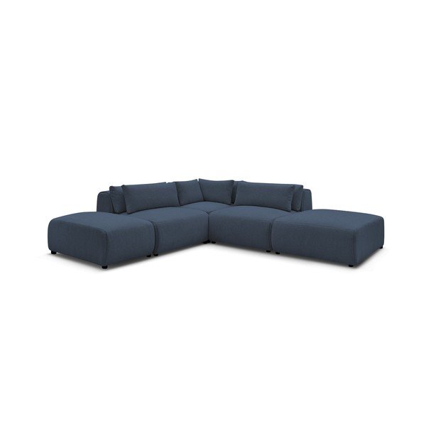 Mėlynos spalvos reguliuojama modulinė kampinė sofa Jana – Bobochic Paris