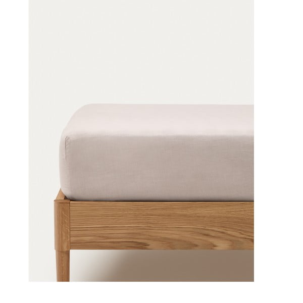 Taupe spalvos iš medvilnės paklodė su guma 180x200 cm Simmel – Kave Home-image-4