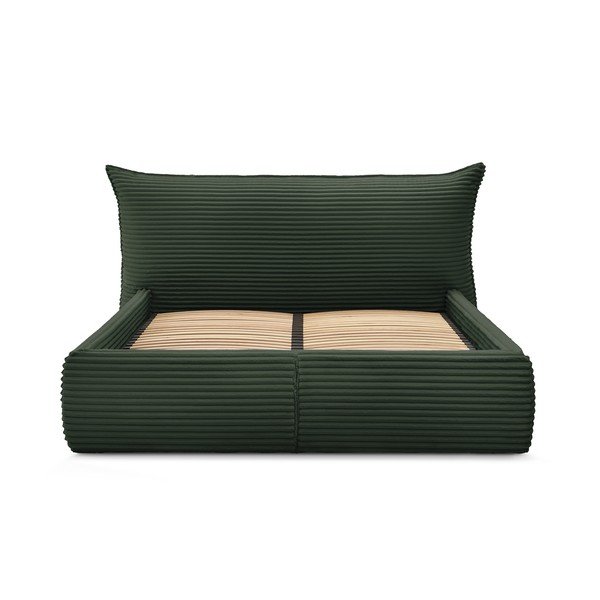 Dvigulė lova tamsiai žalios spalvos audiniu dengta su sandėliavimo vieta su lovos grotelėmis 160x200 cm Jade – Bobochic Paris-image-3
