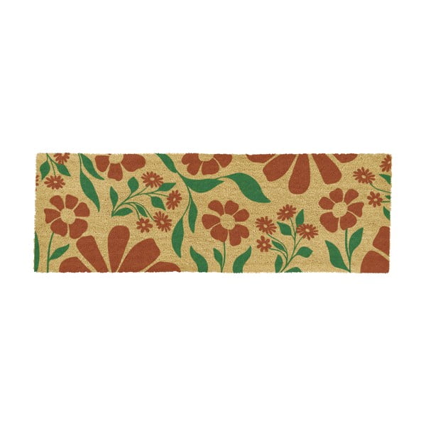 Iš kokoso pluošto grindų kilimėlis 40x120 cm Red & Green Floral – Artsy Doormats