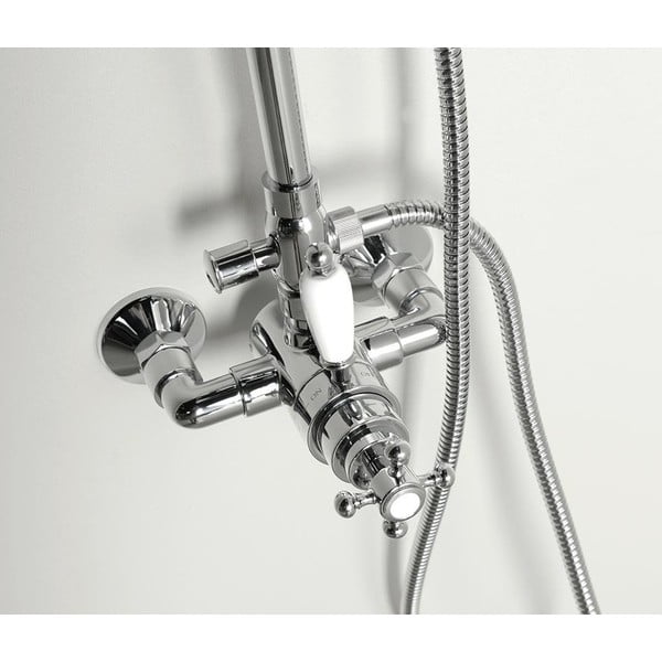 Iš žalvario dušo komplektas blizgios sidabrinės spalvos su termostatiniu maišytuvu su dušo galvute/su rankiniu dušu 142 cm Antea – Sapho-image-2
