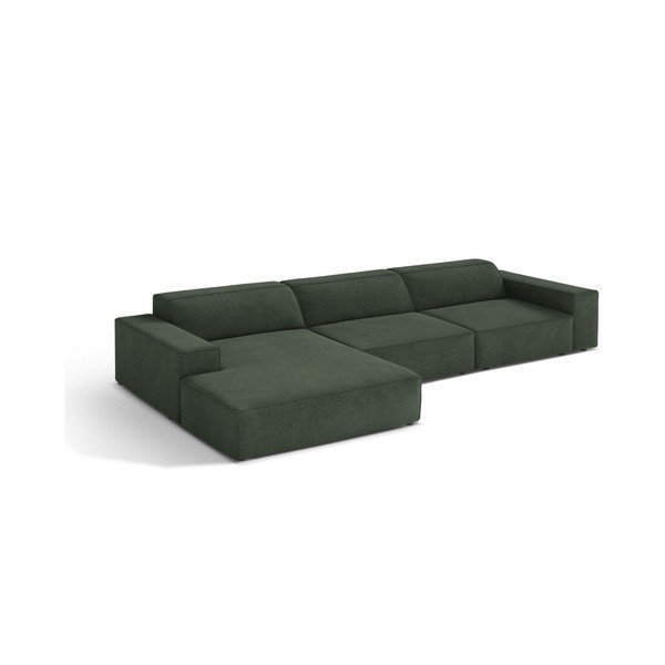 Smaragdinės spalvos modulinė kampinė sofa (su kairiuoju kampu/su gultu) Jodie – Micadoni 