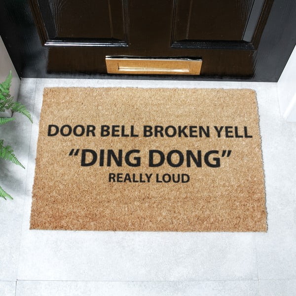 Iš kokoso pluošto grindų kilimėlis 40x60 cm Yell Ding Dong – Artsy Doormats-image-2