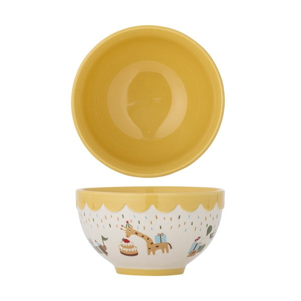Geltonos spalvos/kreminės spalvos iš akmens masės vaikiškas dubuo ø 13,5 cm Celebrate – Bloomingville Mini-image-4