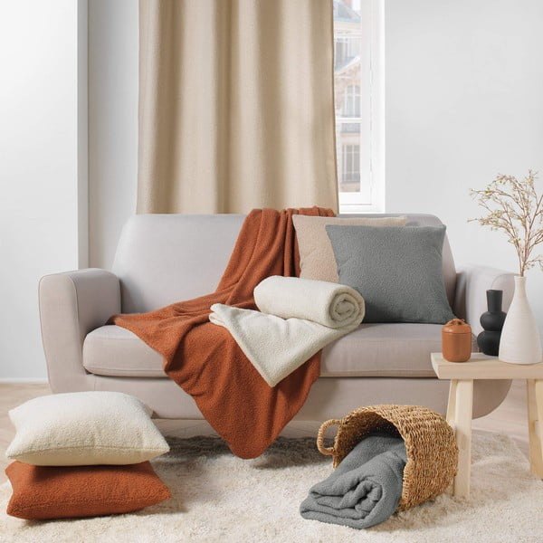 Pilka fleece tipo antklodė ir pledas 125x150 cm Curly Wooly – douceur d'intérieur-image-3