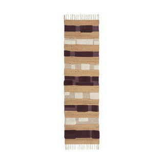 Rankų darbo iš džiuto mišinio kilimas violetinės spalvos/natūralios spalvos 60x230 cm Medina Blocks – Flair Rugs