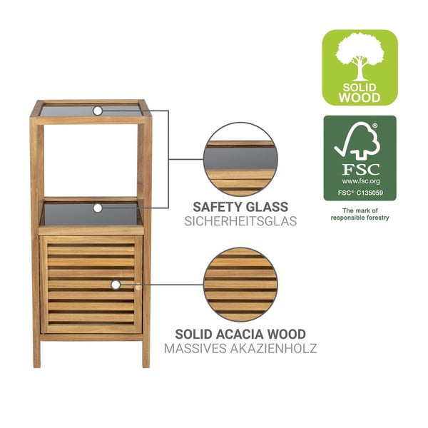 Juodos spalvos/natūralios spalvos iš akacijos masyvo žema/siaura vonios daiktadėžė 39,5x86 cm Fondi – Wenko-image-3