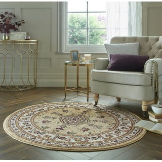 Apvalios formos kilimas smėlio spalvos ø 133 cm Sherbone – Flair Rugs