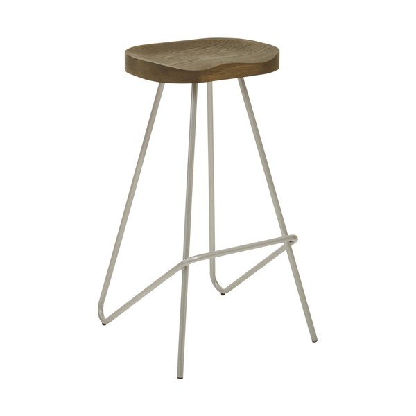 Sidabrinės spalvos/natūralios spalvos iš guobos masyvo baro taburetė (sėdynės aukštis 78 cm) District – Premier Housewares