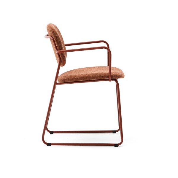 Terakotos spalvos iš metalo valgomojo kėdė su porankiais Meli – Kave Home-image-3