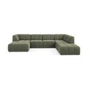 Žalios spalvos kampinė sofa iš boucle („U“ formos) Aloha – Makamii
