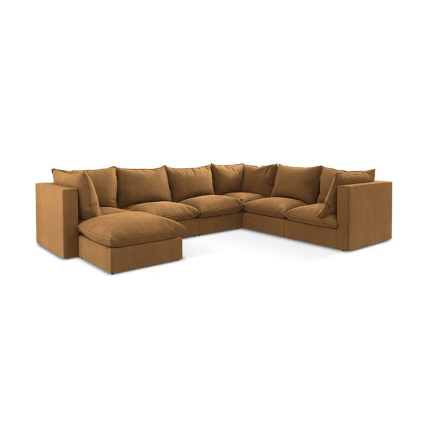 Terakotos spalvos kampinė sofa (su dešiniuoju kampu/„U“ formos) Manao – Makamii