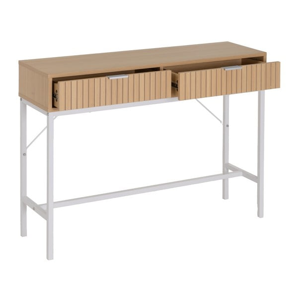 Natūralios spalvos konsolinis staliukas iš ąžuolo 30x100 cm Mid-Lines – Casa Selección-image-1
