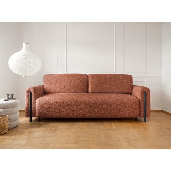 Terakotos spalvos iš boucle sulankstoma/su sandėliavimo vieta sofa 244 cm Arcadova – ELTAP-image-1