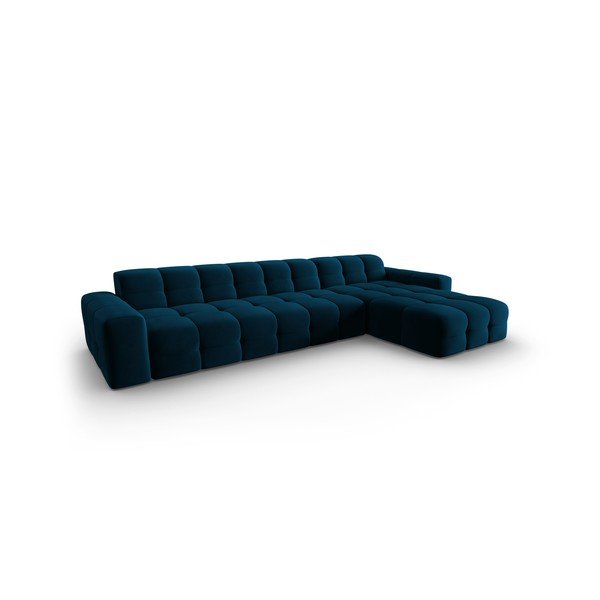 Tamsiai mėlyna aksominė kampinė sofa (dešinysis kampas) Kendal - Micadoni Home-image-3