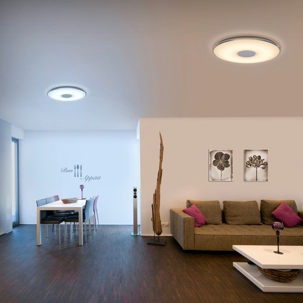 Baltas apvalus LED lubinis šviestuvas su nuotolinio valdymo pulteliu "Trio Tokyo", 60 cm skersmens-image-1