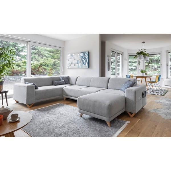 Šviesiai pilkos spalvos sulankstoma/su sandėliavimo vieta kampinė sofa (su kairiuoju kampu/„U“ formos) Classy Sophie – Miuform-image-3