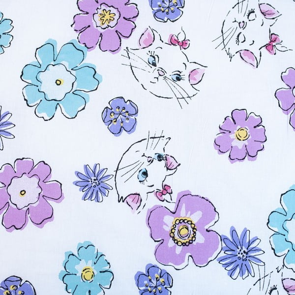Baltos spalvos iš medvilnės viengulė vaikiška patalynė 140x200 cm Marie Cat "Floral" – Jerry Fabrics-image-4