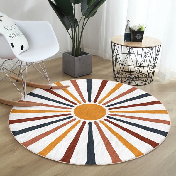 Skalbiamas/robotiniams dulkių siurbliams apvalios formos kilimas ø 120 cm Comfort – Mila Home-image-4