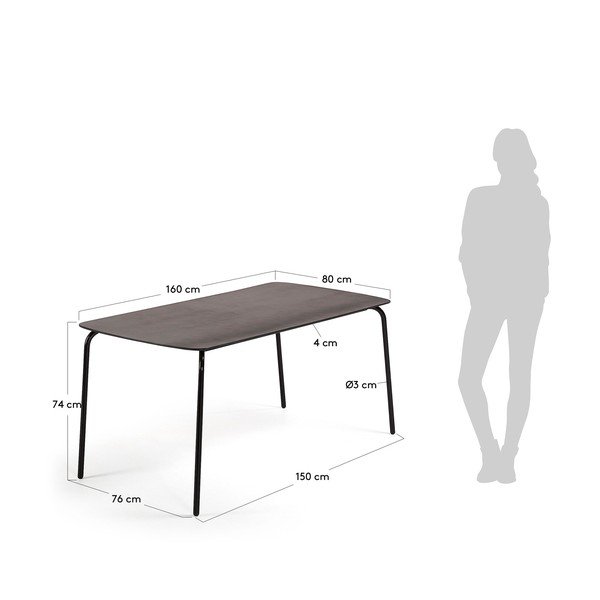 Juodas stalas La Forma Tramp, 160 x 80 cm-image-4