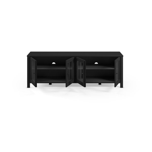 Juodos spalvos iš pušies masyvo TV spintelė 150x50x40 cm Alessandra – Marckeric-image-3