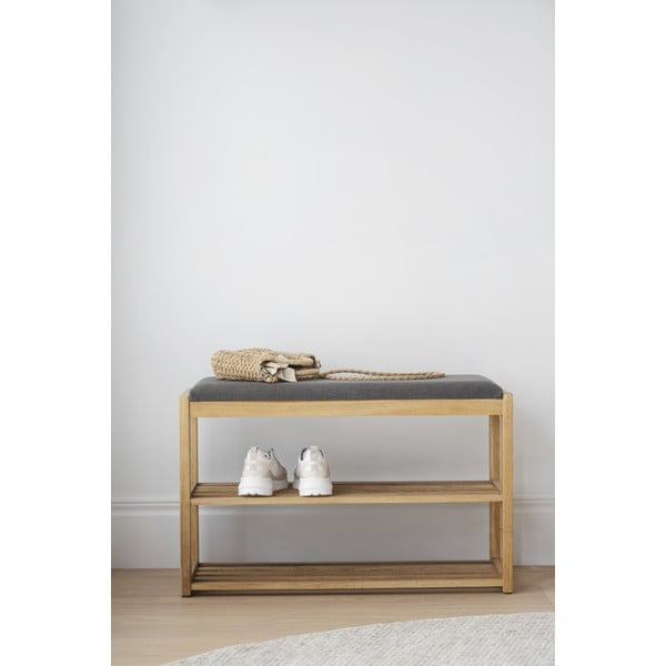 Iš ąžuolo masyvo spintelė batams natūralios spalvos su suoliuku Confetti – Rowico-image-3
