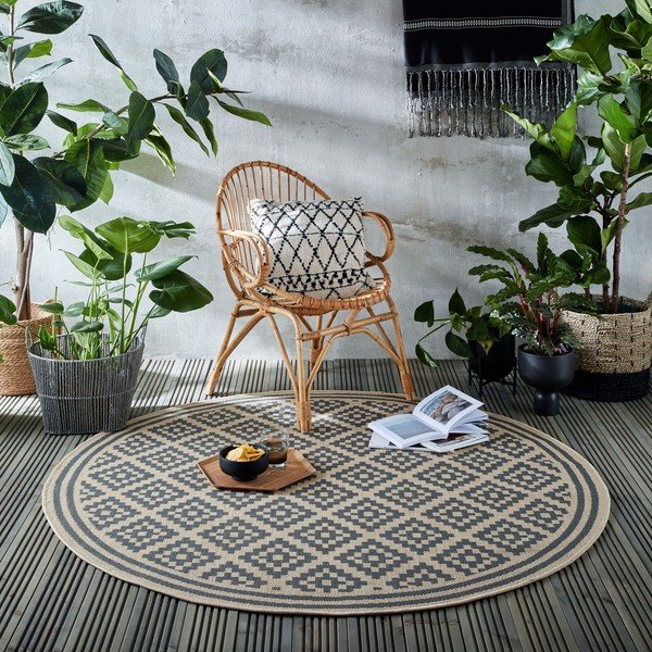 Pilkai smėlio spalvos apvalus lauko kilimas ø 160 cm Moretti - Flair Rugs-image-1