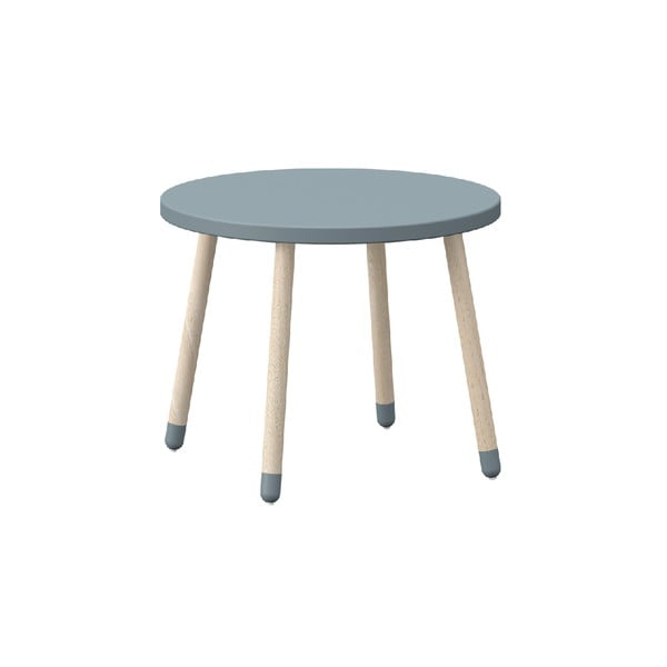 Mėlynas vaikiškas stalas su uosio medienos kojomis Flexa Dots, ø 60 cm