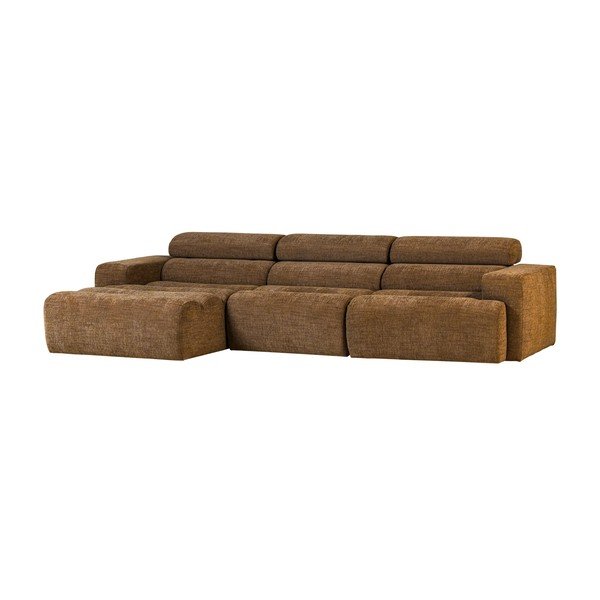 Konjako rudos spalvos reguliuojama kampinė sofa (su kairiuoju kampu/su gultu) Novi – WOOOD-image-1